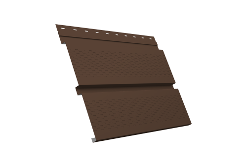 Софит металлический Квадро Брус с перфорацией 0,5 Satin Matt с пленкой RAL 8017 шоколад