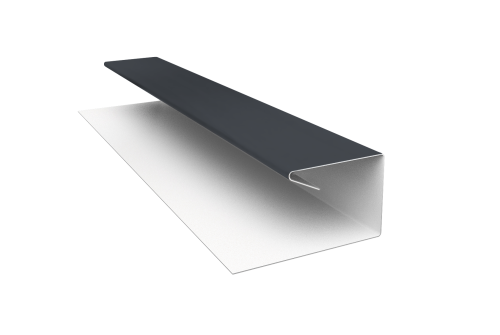 Планка П-образная завершающая сложная (КД) 0,5 Satin с пленкой RAL 7024 мокрый асфальт (3м)